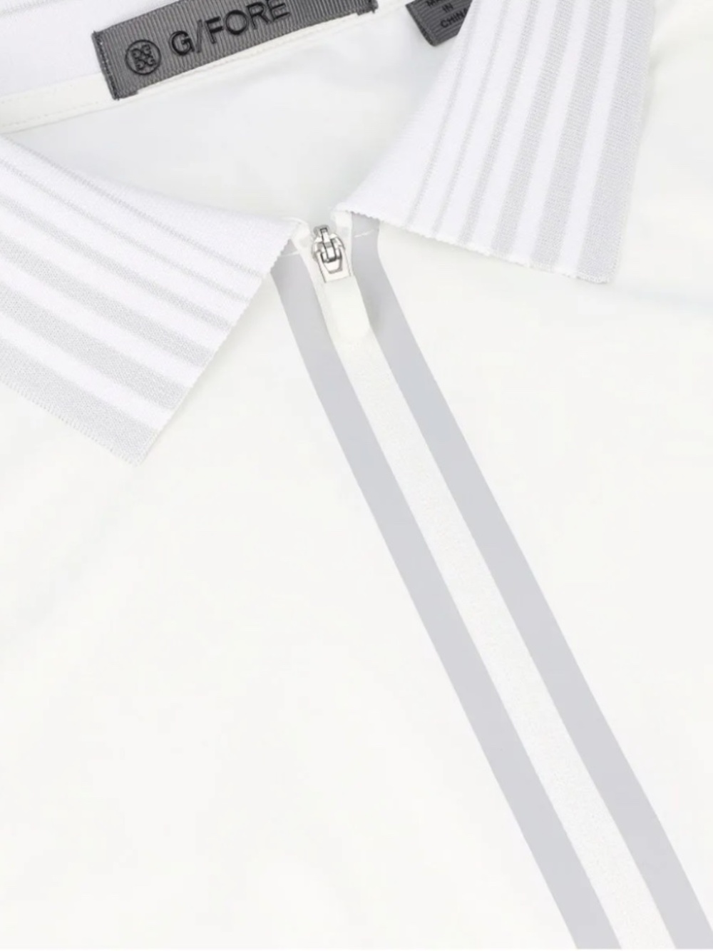 G/FORE Women's Silky Tech Nylon Long Sleeve Zip Polo White and Gray